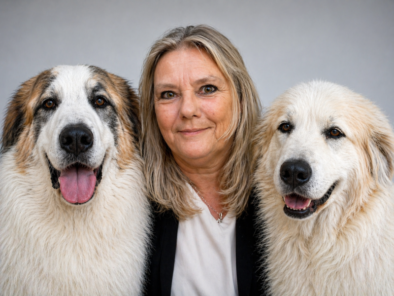 Ingrid van Dam met twee honden